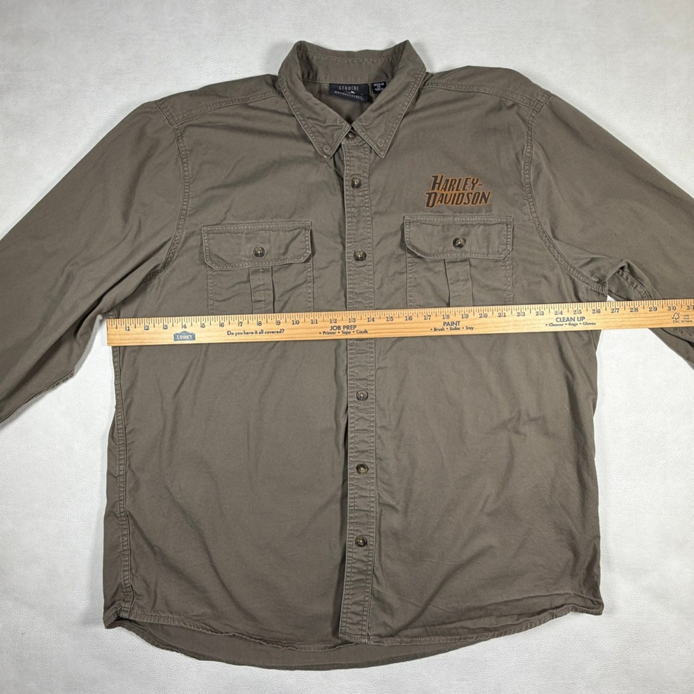 Harley Davidson Mens 2XL Brown Long Sleeve Eagle Graphic Button Down Shirt - Picture 6 of 13